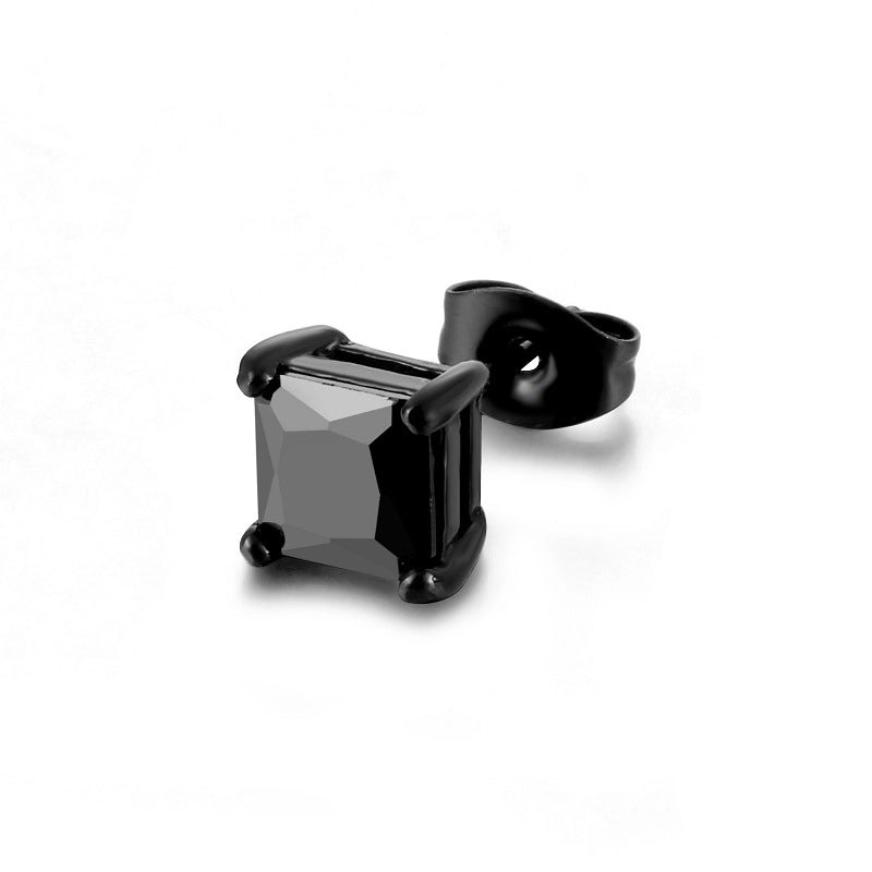 Minimalist Geometric Stainless Steel Zircon Ear Studs 1 Piece