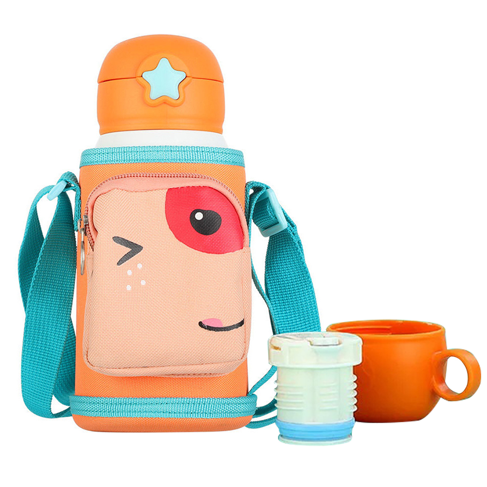 

550ml Cartoon Drink Cup with Straws Outdoor Portable Backpack Water Bottle, 501 Original