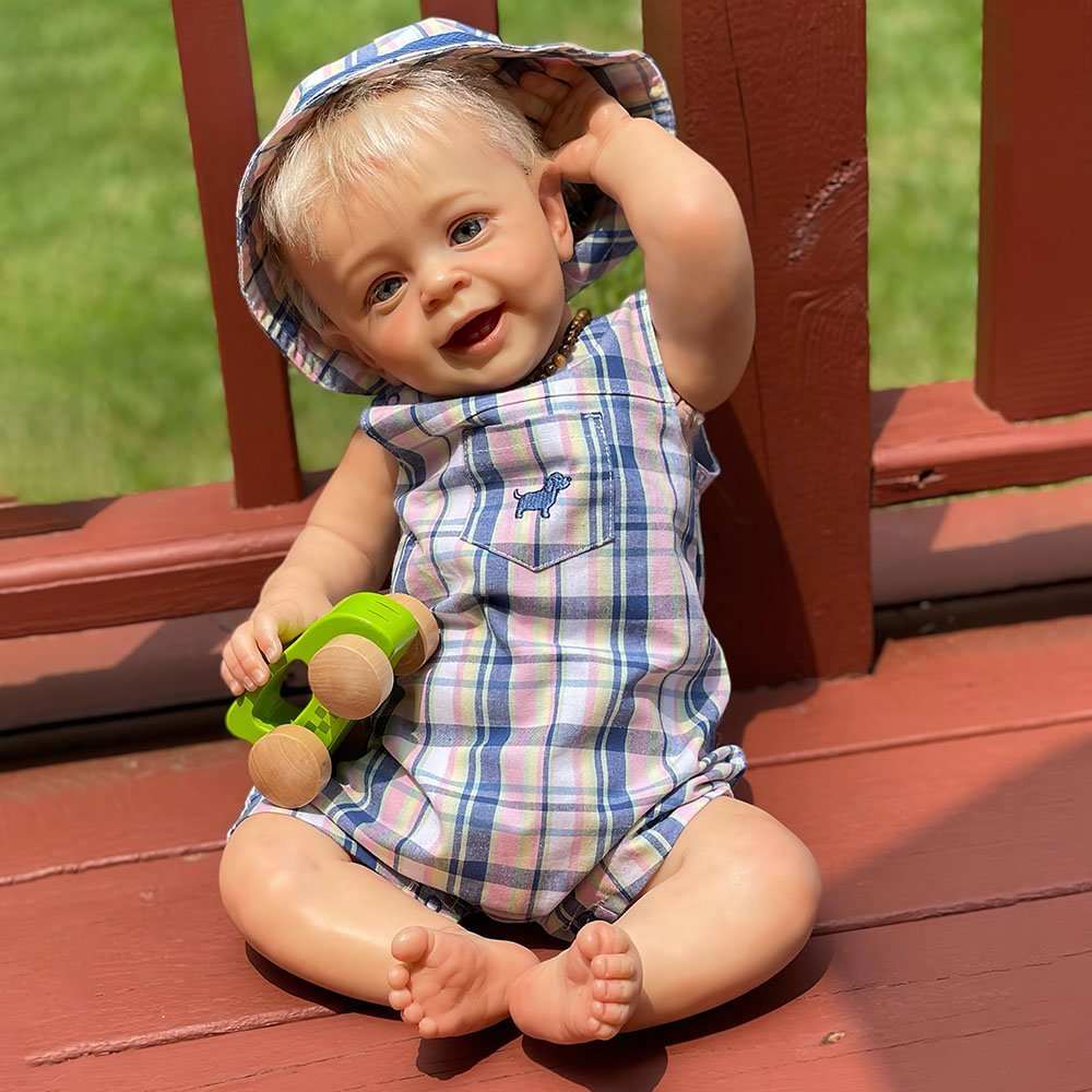 20" Have Teeth Lifelike Handmade Cloth Toddler Baby Boy Doll Eyes Opened Named Dafosen,Best Gift of 2023