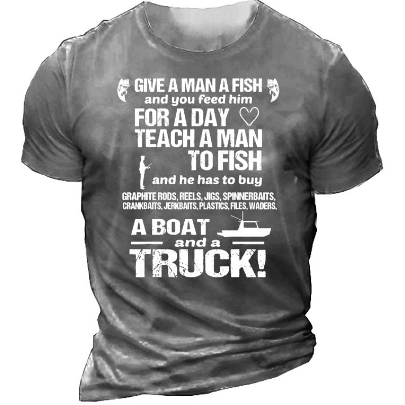 Men's Short Sleeve Letter Print Asymmetrical T-shirt 