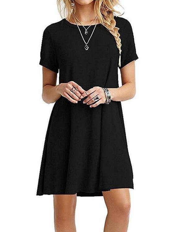 Women's Casual Short Sleeve Multicolor Loose T-Shirt Dress