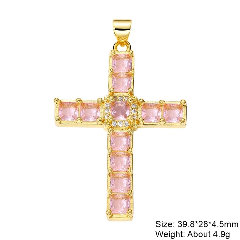 Classic Style Streetwear Cross Devil’s Eye Copper Plating Inlay Zircon 18k Gold Plated Charms