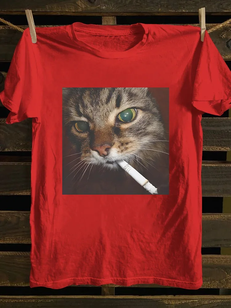 Funny Smoking Cat T-shirt