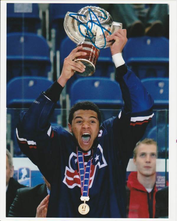 SETH JONES SIGNED USA HOCKEY TROPHY 8x10 Photo Poster painting! CHICAGO BLACKHAWKS Autograph