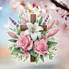 (US Local)Cross Rose Theme   DIY Diamond Art Pendant Wall Decor for Home & Windows