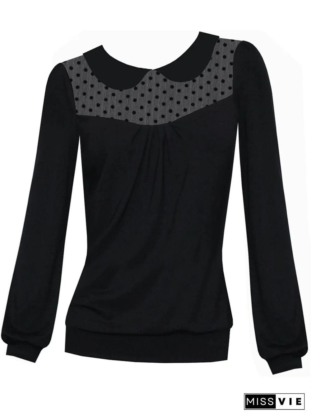 Black Cotton-Blend Polka Dots Long Sleeve Hoodies & Sweatshirts