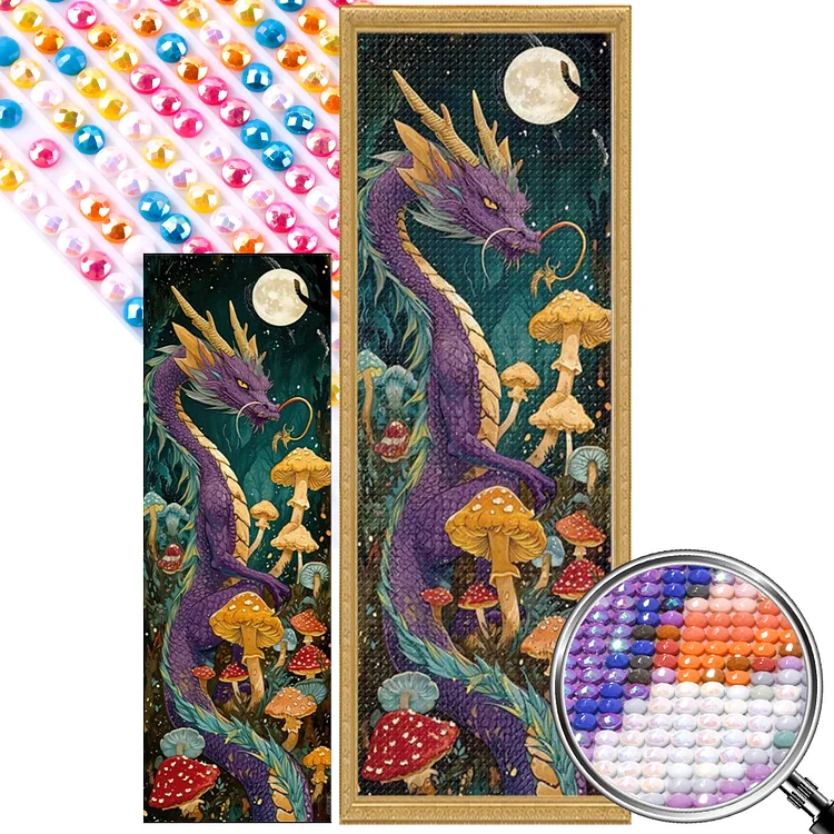 Purple Dragon Under The Moon 30*90CM (Canvas) Full AB Round Drill Diamond Painting gbfke