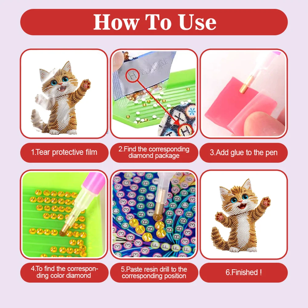 Xmas Acrylic Shaking Head 5D DIY Diamond Art Tabletop Decorations for Home (Cat)