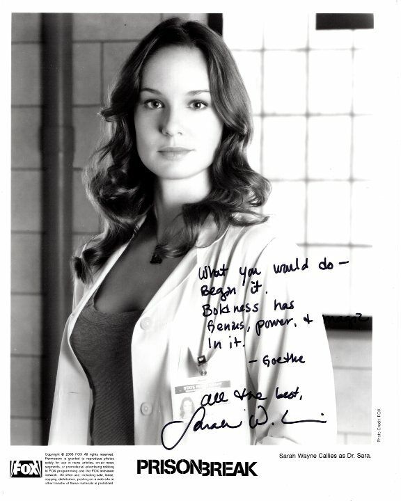 SARAH WAYNE CALLIES signed autographed PRISON BREAK DR. SARA Photo Poster painting GREAT CONTENT