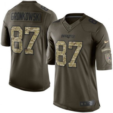 Patriots #87 Rob Gronkowski Green Youth Stitched NFL Limited Salute to Service Jersey