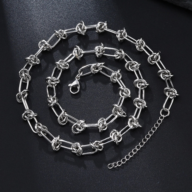 1 Men’s Fashion Casual Silver Stainless Steel Knot Chain