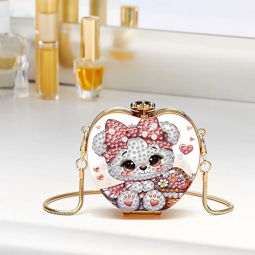Bear DIY Acrylic Love Art Diamond Painting Coin Purse with Chain for Women Girl