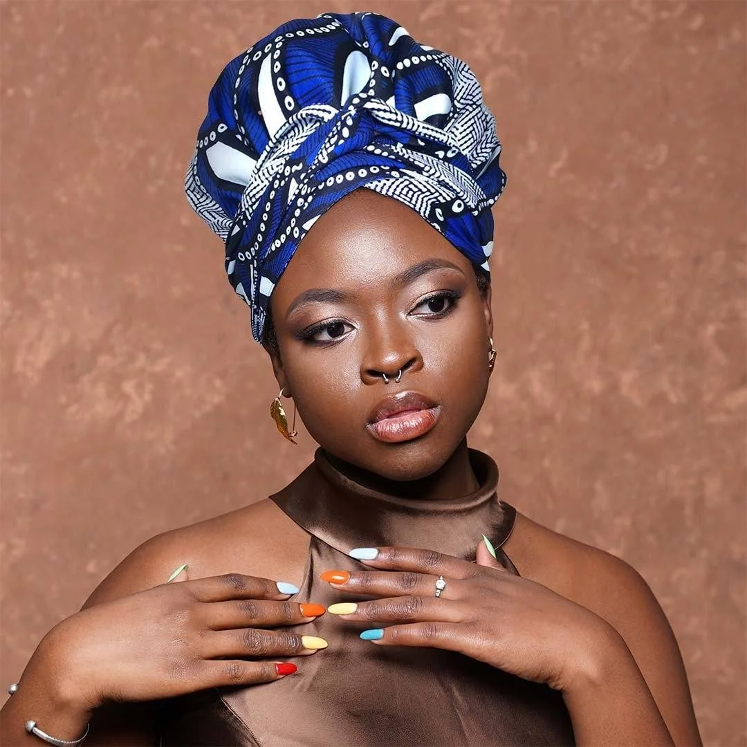 African Print Head Wrap With Satin-Lined-AW1206XL