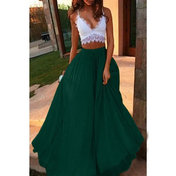 Womens High Waist Summer Skirt Plus Size Elastic Big Swing Long Dress Fashion Loose Maxi