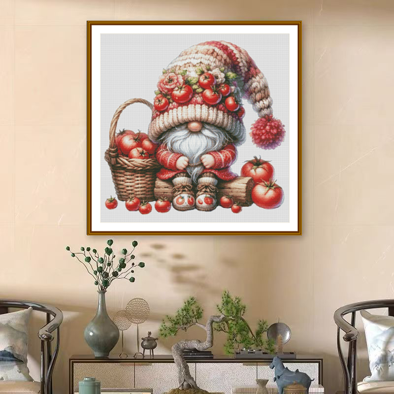 1set DIY Printed Cross Stitch Kit [ZZ5704-tomato Dwarfs] Cross Stitch Kit Painting Fairy Cross Stitch