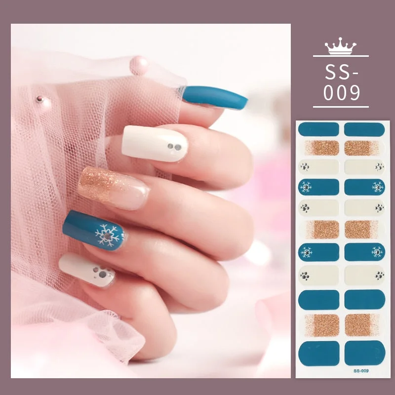 22Tips Colorful Nail Stickers Nail Accesoires Full Cover Stickers for Nails Self Adhesive Nail Art Nails Sticker Designer Shiny