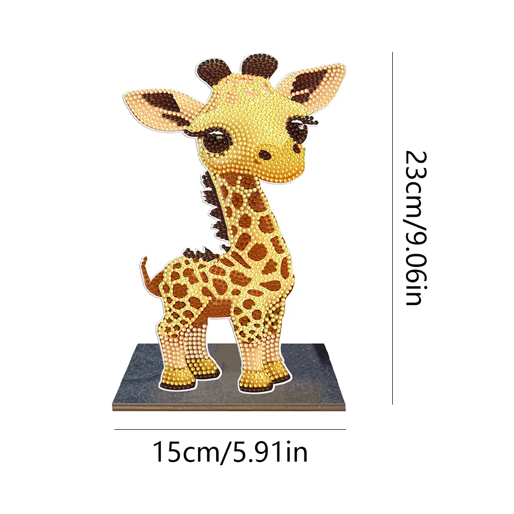 DIY Giraffe Diamonds Painting Ornaments Wooden Animal Art Craft Kids Gift