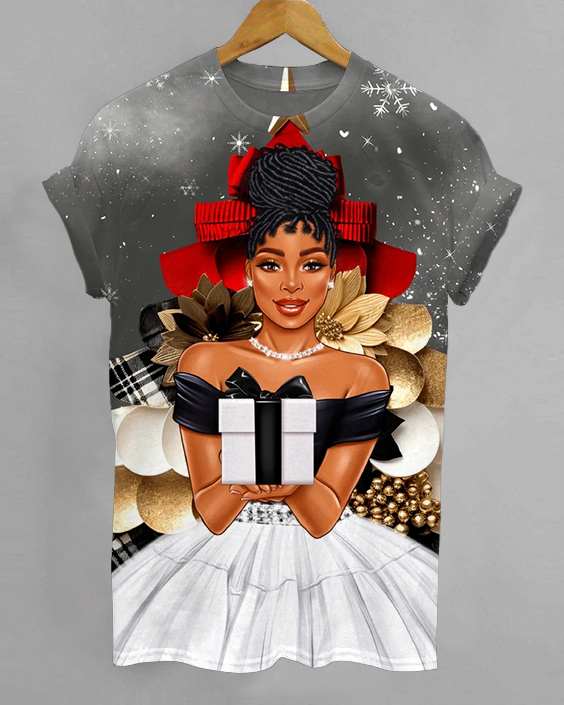 Melanin Black Girl Christmas Short Sleeve Tshirt