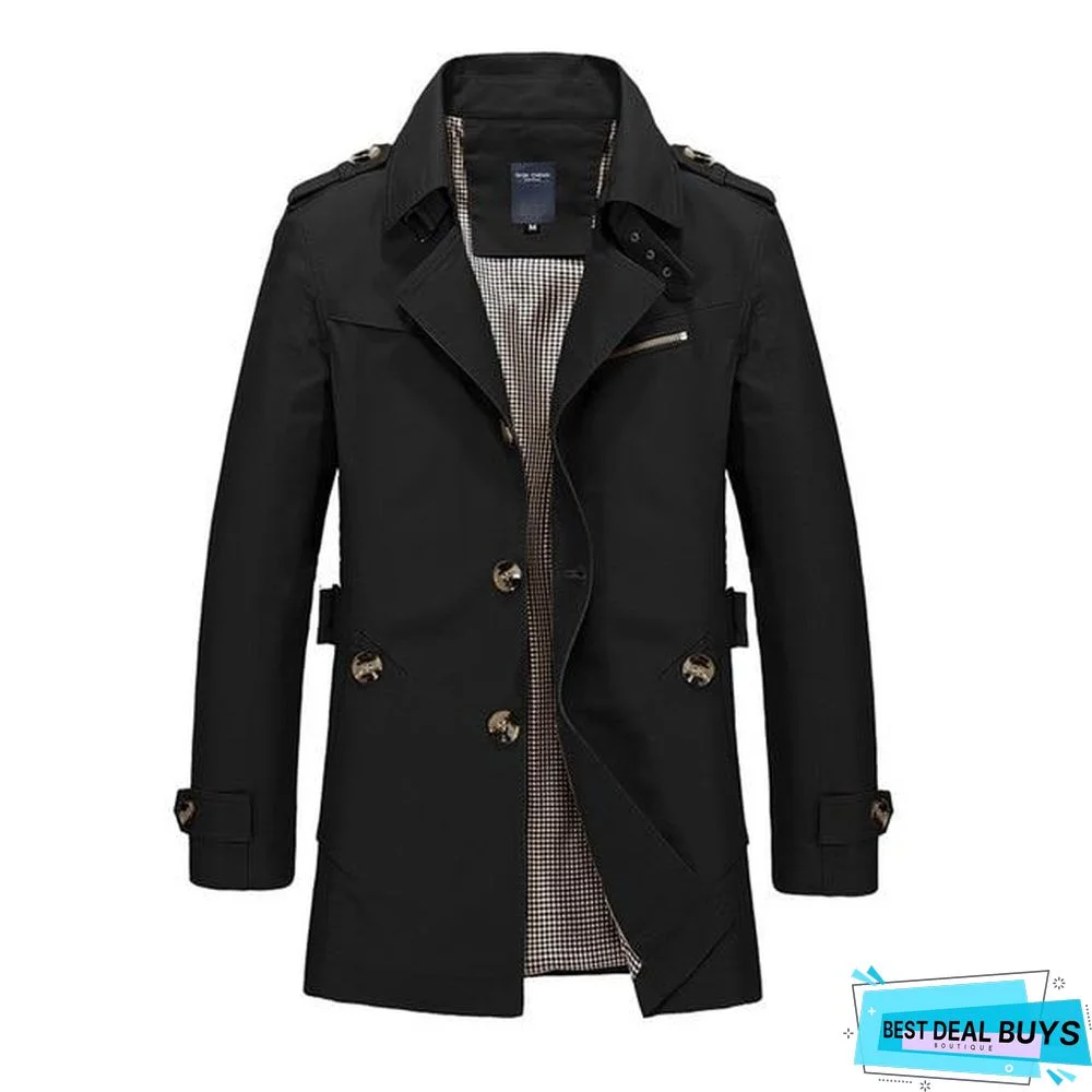 Long Leather Trench Coat Men New Men's Spring Casual Jacket Windbreaker Outerwear High Quality Fashion Long Coat