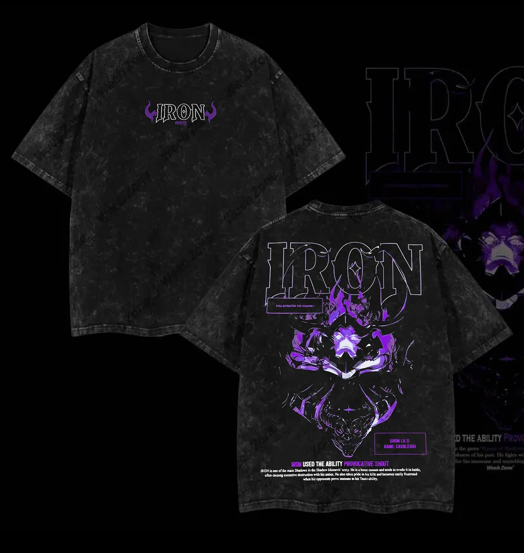 Iron Solo Leveling Printed Unisex Washed T-Shirt