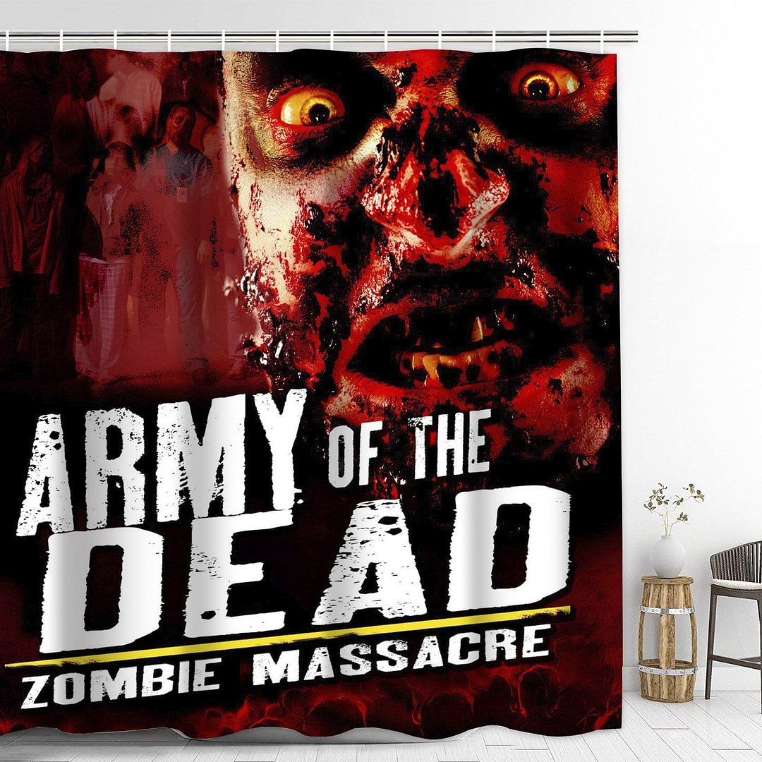 Army of the Dead Bathroom Shower Curtain with Hooks Extra Long Bath Decoration