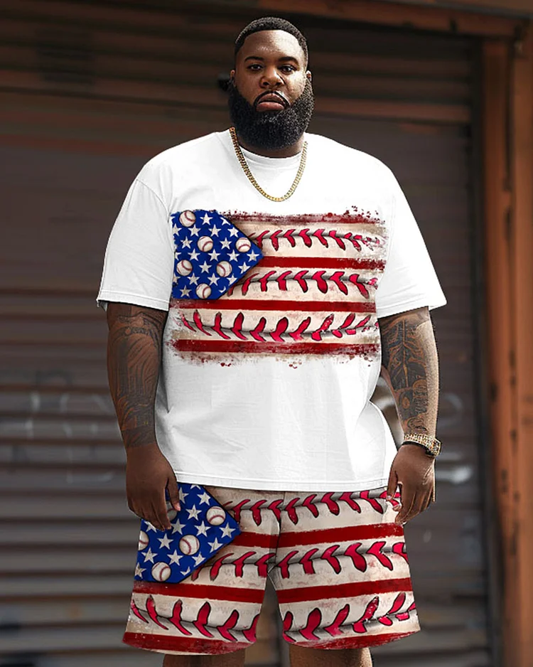 Men's Plus Size Independence Day Flag Ball Printed Large Men's Suit
