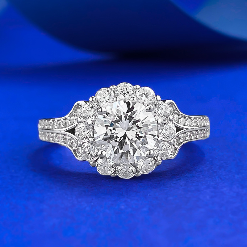 MIKAMU jewelry 2-Carat Round Diamond Lace Halo Ring