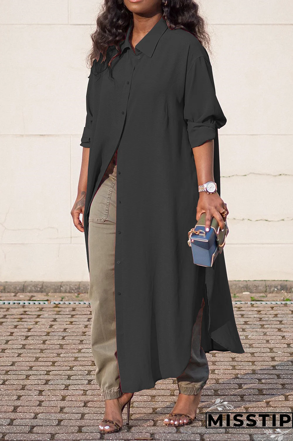 Pink Casual Solid Patchwork Turndown Collar Outerwear