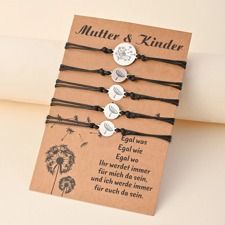 Kettenmachen Löwenzahn Armbänder Set-Mutter & Kinder-Schulanfang Geschenk mit Nachrichtenkarte