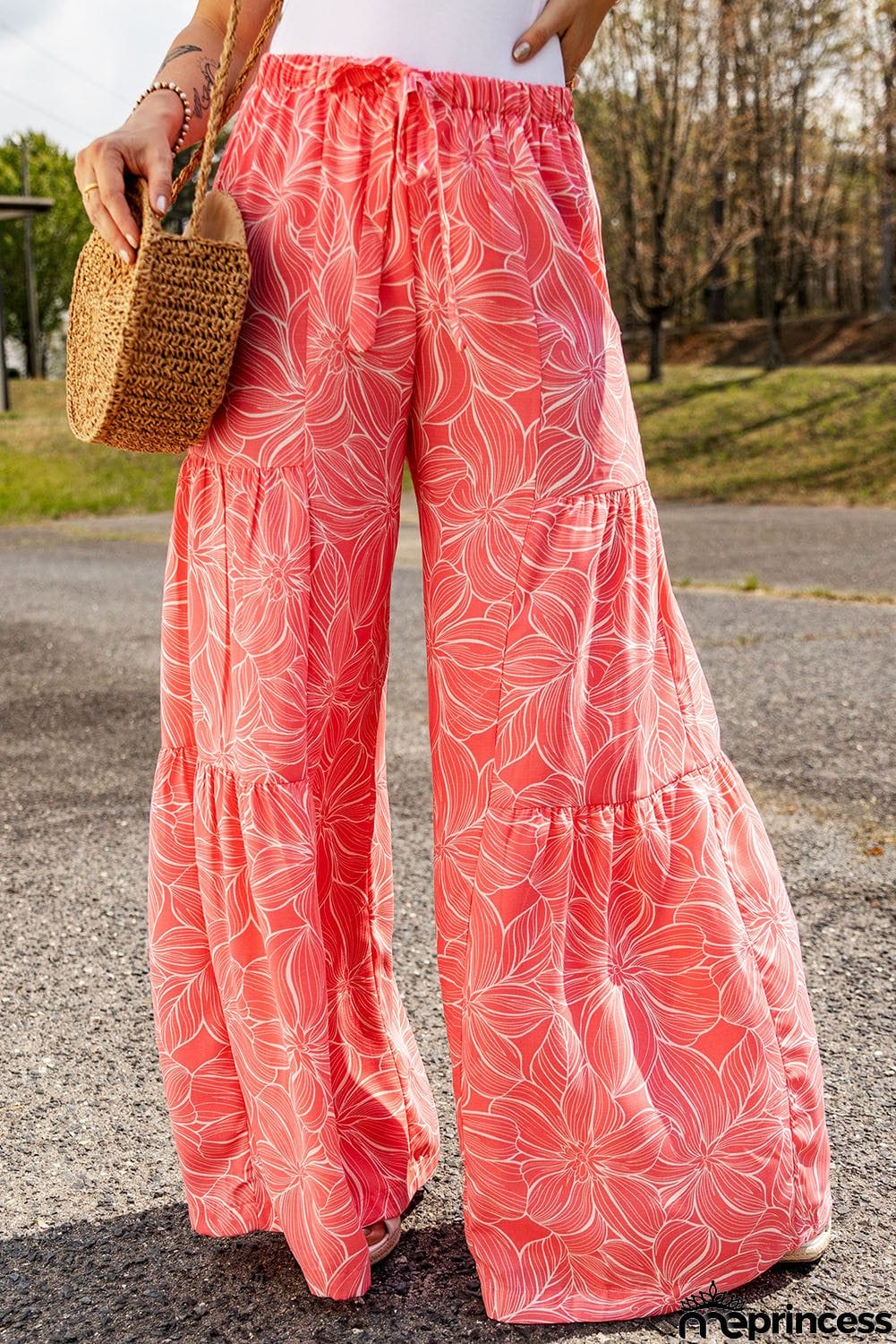 Floral Tiered Wide Leg Pants
