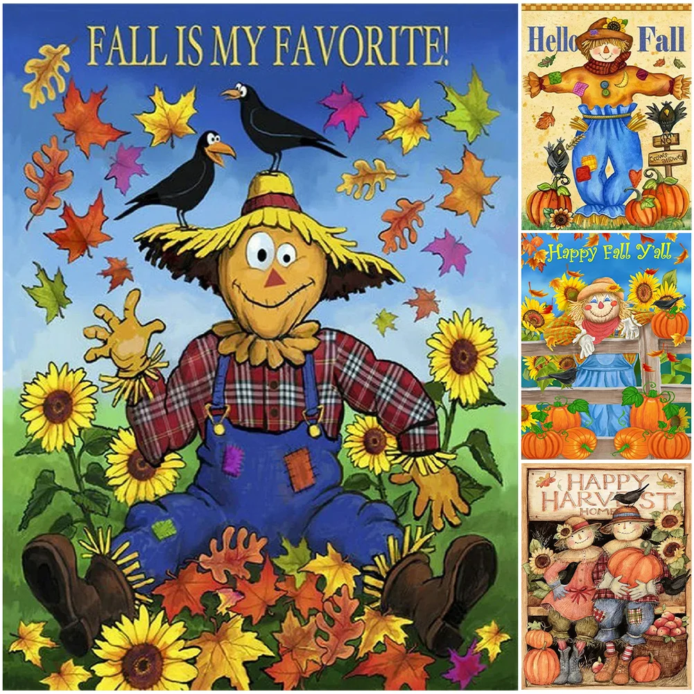 DIY Scarecrow in Sunflower - Full Round(Partial AB Drill) - Diamond Painting (45*60cm)