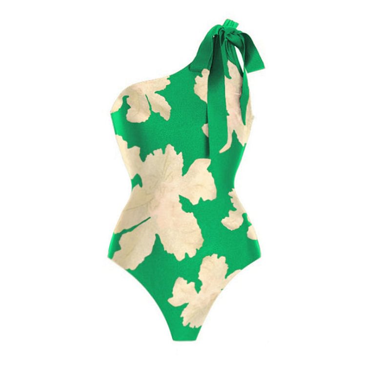 One Shoulder Printed One Piece Swimsuit