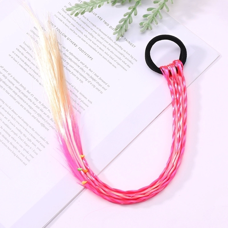 Fashion Children’s Colored Hair Rope Colorful Gradient Wig Twist Braid Rubber Band Hair Tie