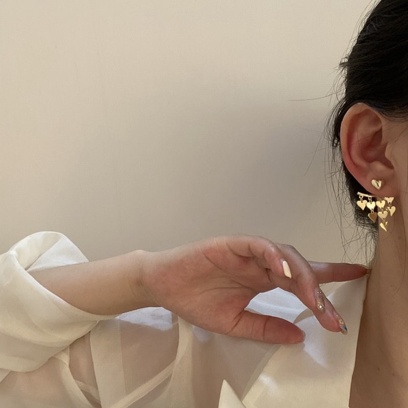 Peach Heart Tassel Fan-Shaped Smart Earrings