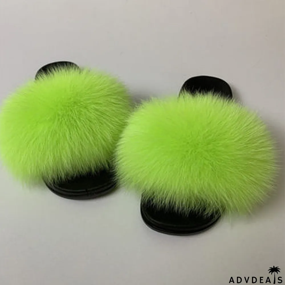 Furry Slippers Flat Half-drag Slippers