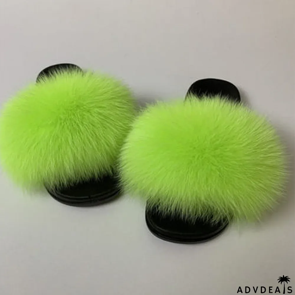 Furry Slippers Flat Half-drag Slippers