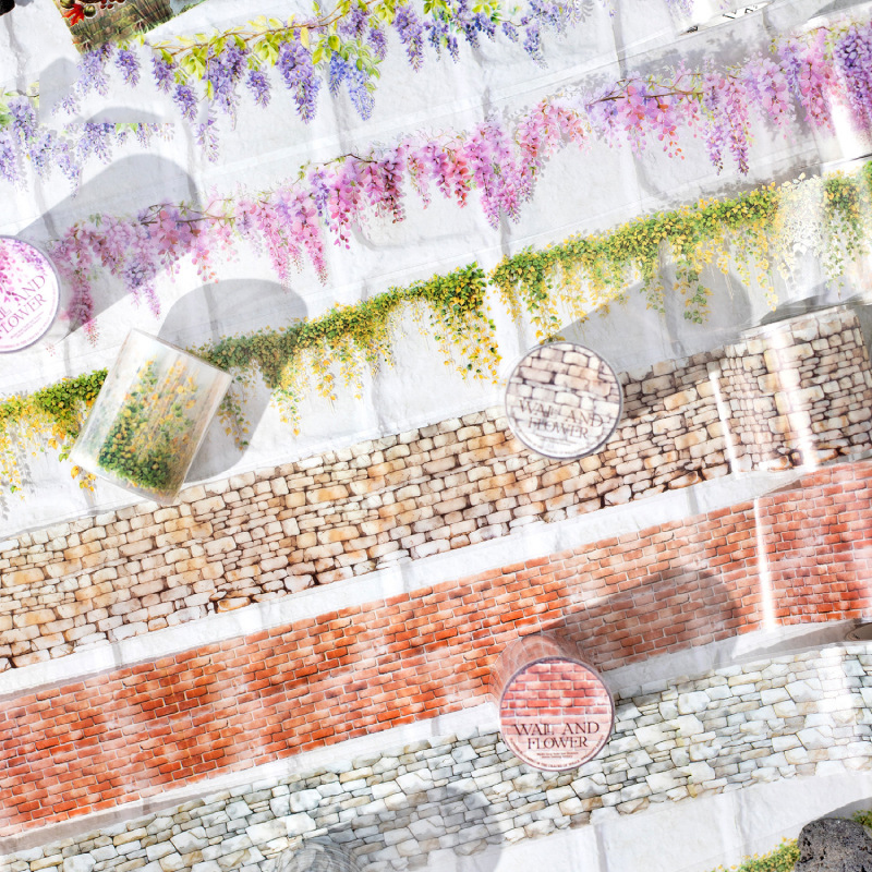 PET 테이프 - 50mm*200cm 벽 및 꽃 시리즈 빈티지 조경