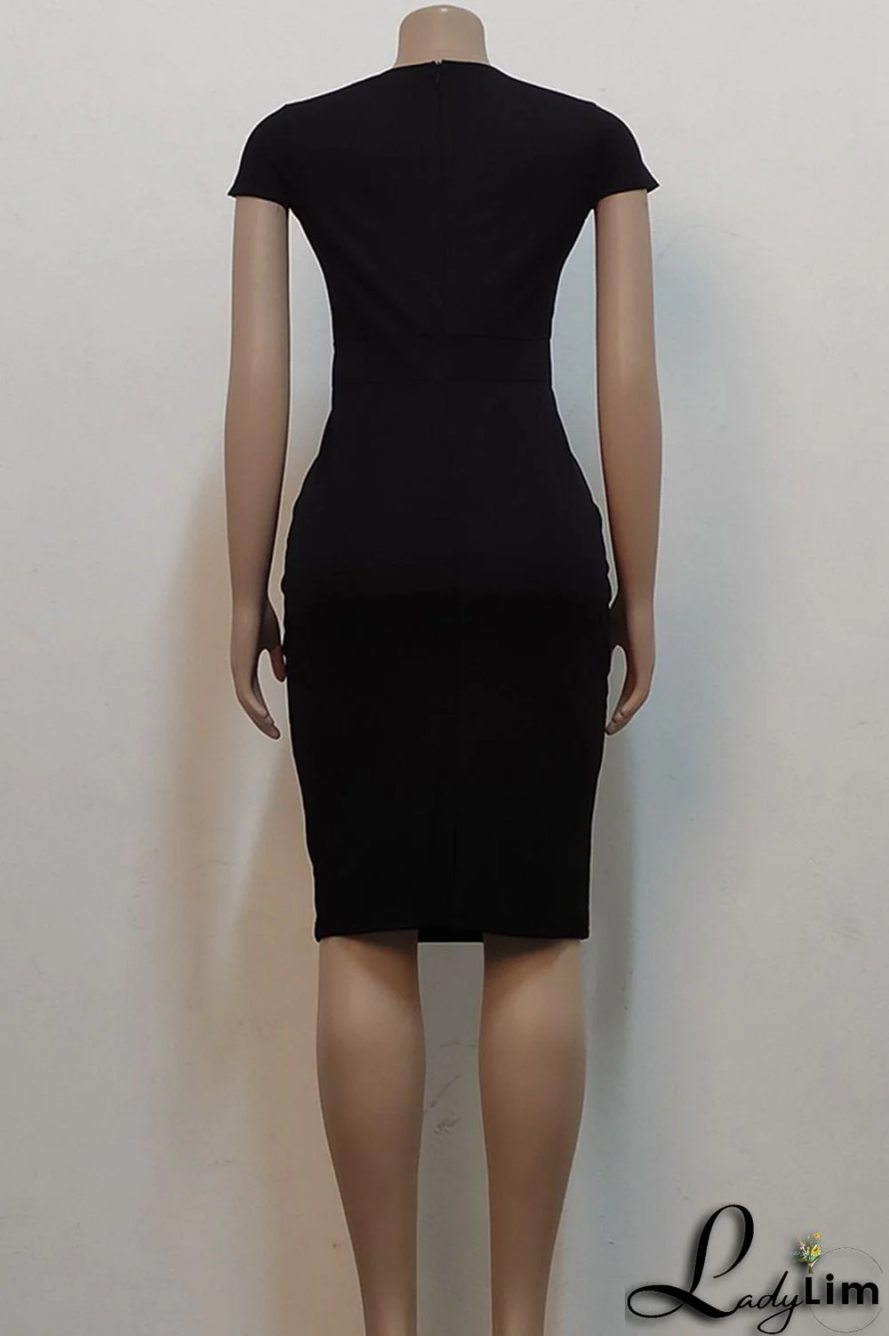 Blue Fashion Casual Solid Basic Short Sleeve Dress