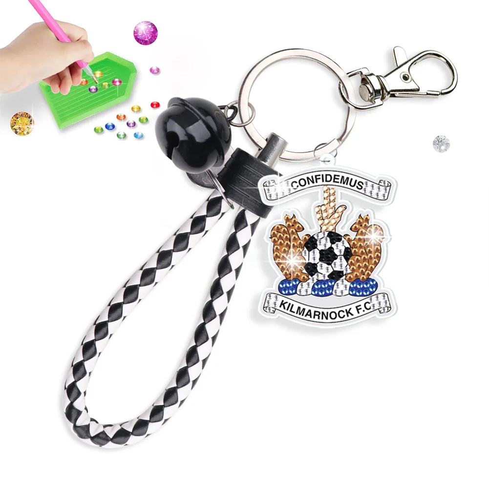 【Upgrade】DIY Kilmarnock F.C. Logo Double Sided Rhinestone Painting Keychain Pendant for Adult