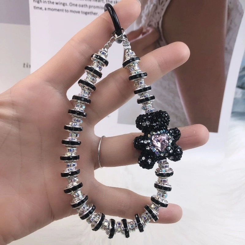 IG Style Shiny Ball Beaded Beaded Inlay Rhinestones Bag Pendant Keychain