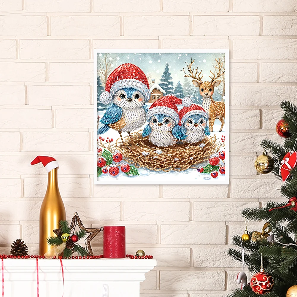 Diamond Painting - Partial Special Shaped Drill - Xmas Bird(Canvas|30*30cm)