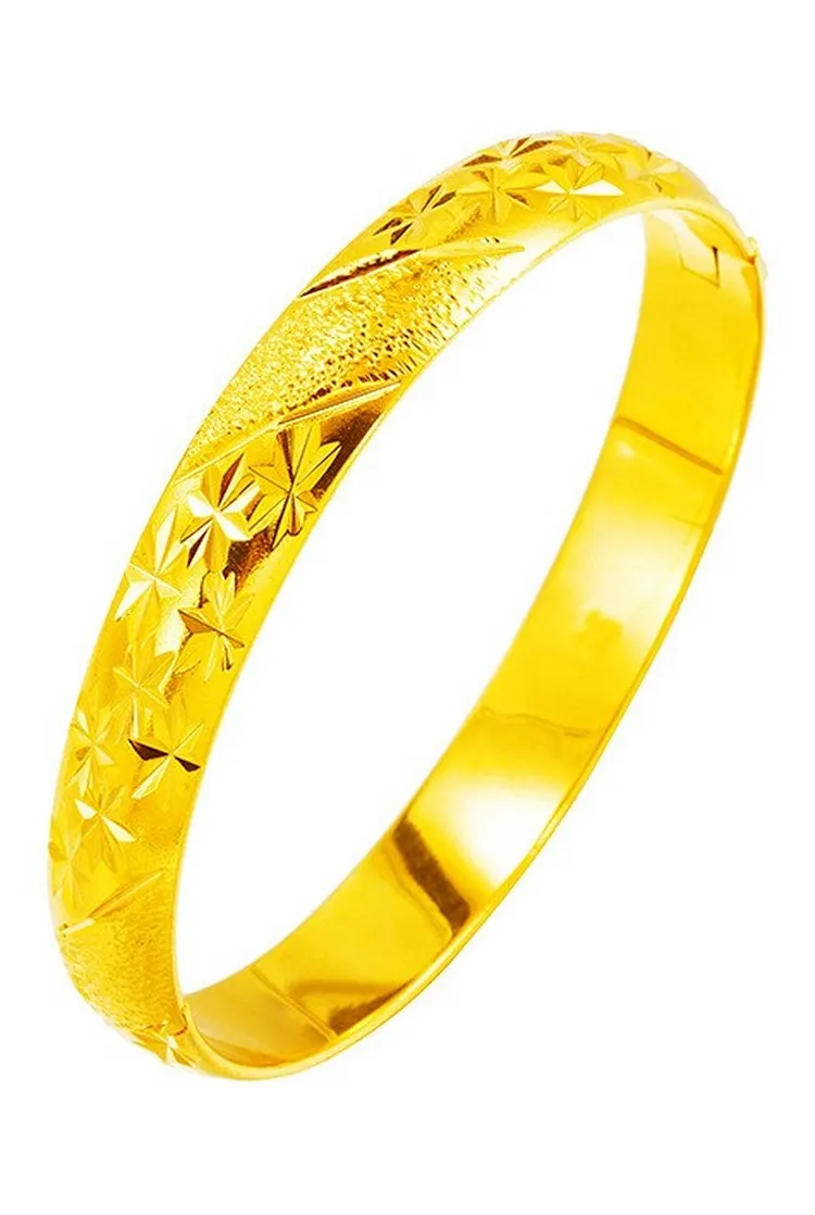 Luxury Clasp Bangle Bracelet with Simulated Gold Finish