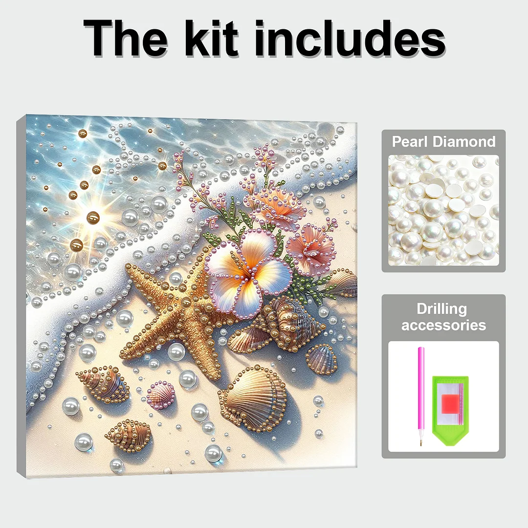 Sea Waves - DIY Pearl Diamond Art Kit With Frame 30*30cm