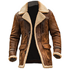 Men's Vintage Suede Patchwork Lamb Fleece Multi-Pocket Reverse Collar Outdoor Jacket Coat by Inlyline