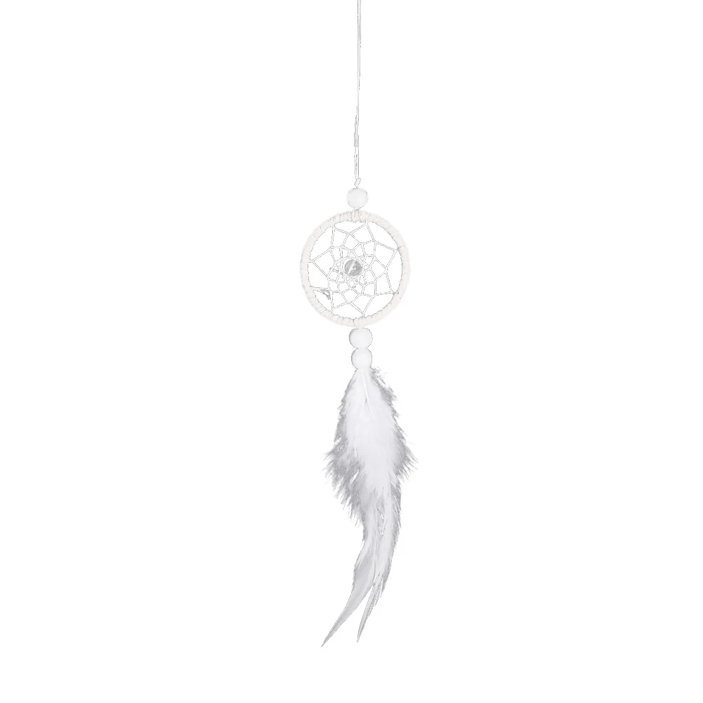 Dream Catcher Car Mini Pure White Feather Wind Chimes Wall Hanging Decor