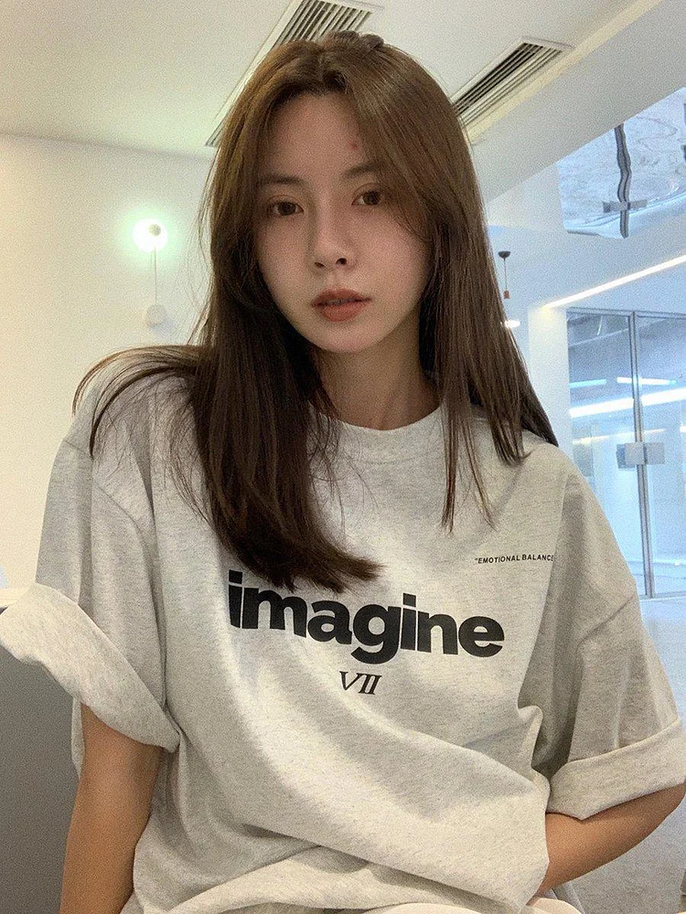 Korean Fashion Cotton short-sleeved T-shirt TK064