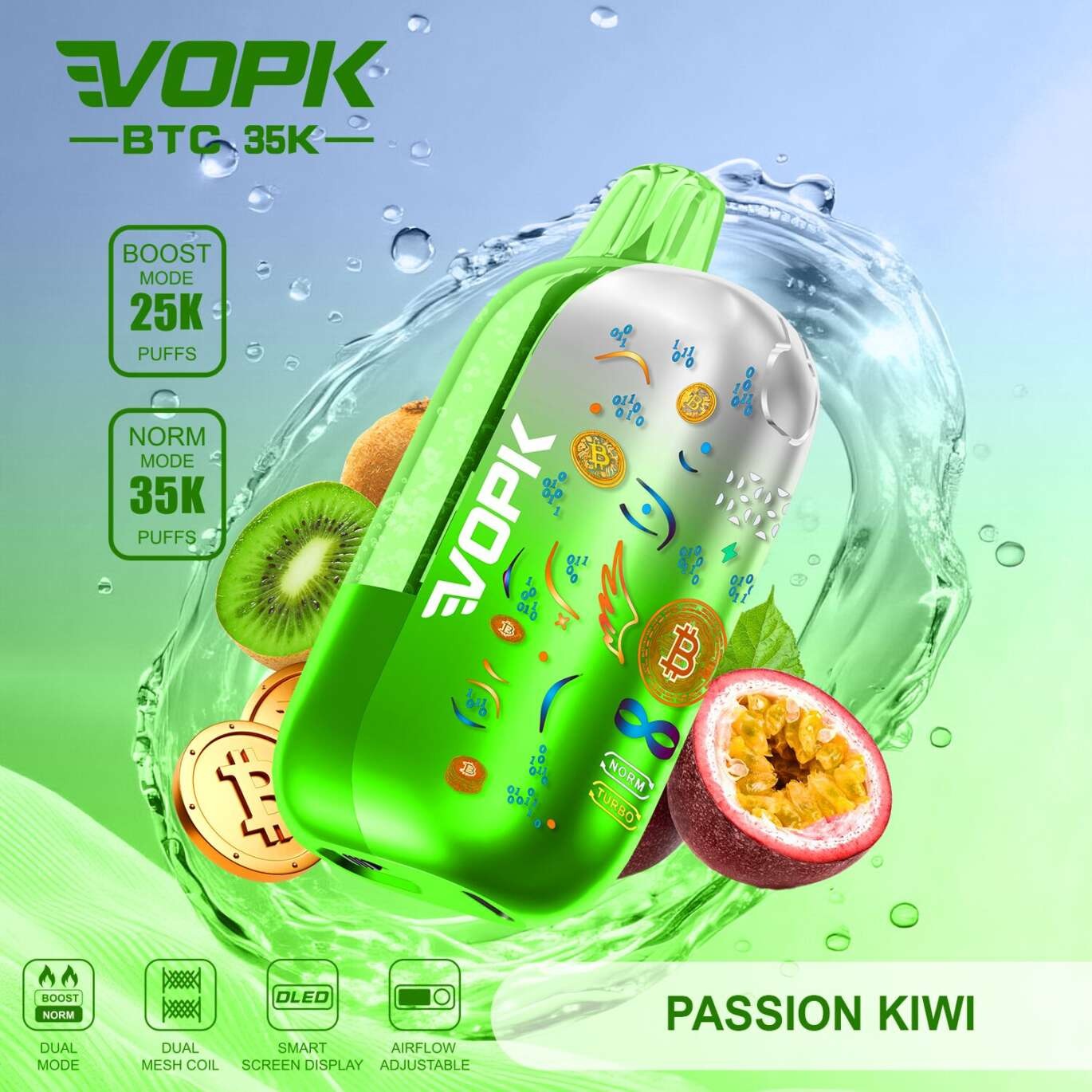 VOPK BTC 35000 35K Puffs Airflow Adjustable & Dual Mode Disposable Vape (Bitcoin Edition)  fumotvapeshop