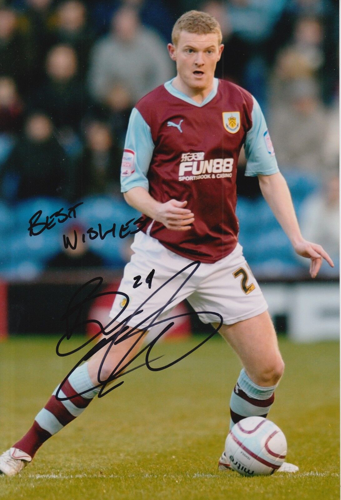 BURNLEY HAND SIGNED BRIAN EASTON 12X8 Photo Poster painting.