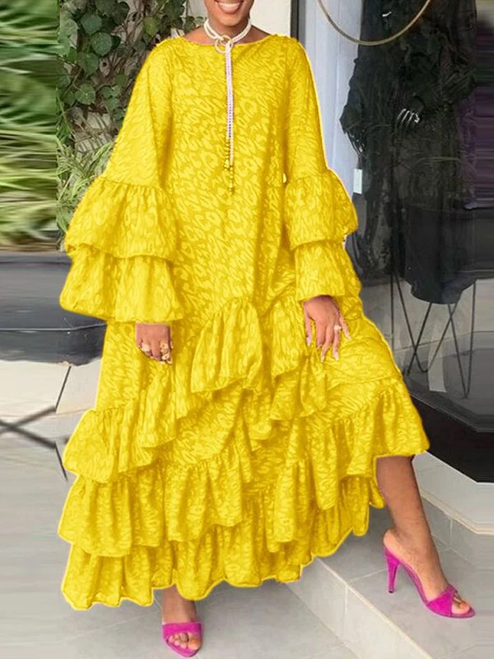 Fashion Sexy Ruffle Print Dress