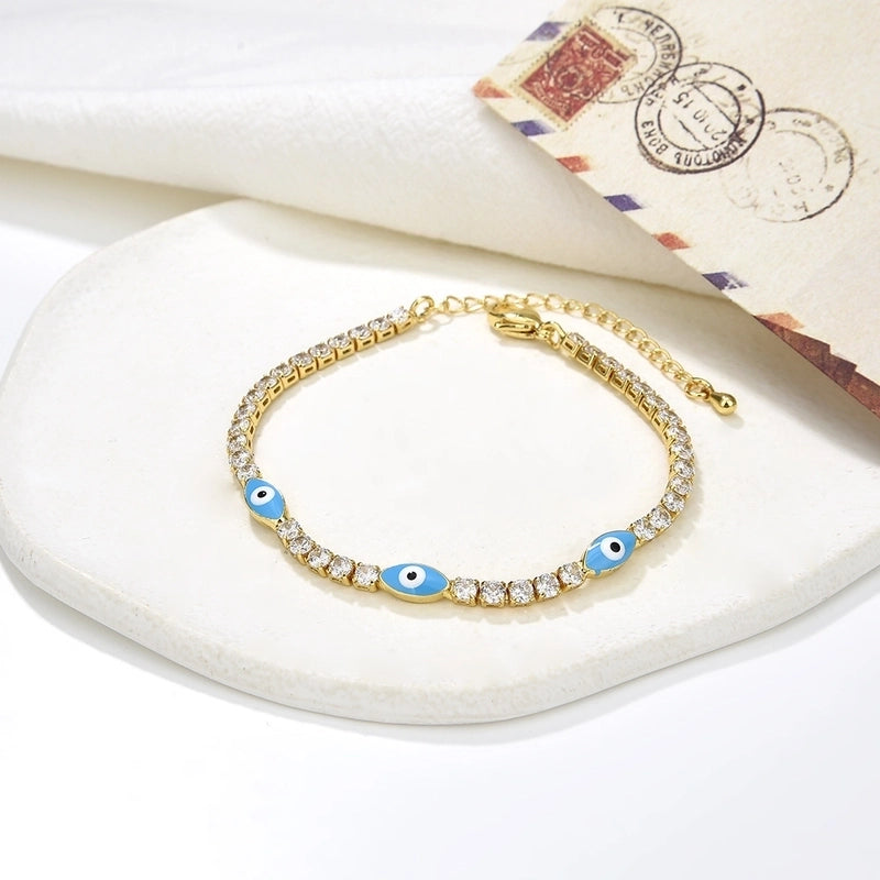 Retro Devil’s Eye Copper Inlay Zircon Bracelets 1 Piece